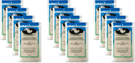 Extra-Fine Unbleached Cheesecloth, 100-Percent Cotton, Chlorine Free, 2-Square Yards, 18-Square Feet, Set of 12
