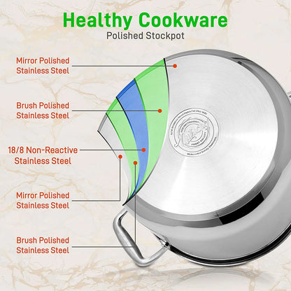 Heavy Duty 12 Qt Stainless Steel Soup Stock Pot W/ Handles & Lid