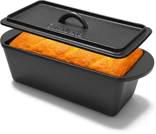 Rectangular Cast Iron Bread Loaf Pan, Heavy Duty 11X4.75X4,25" (14" L/Handles) with Lid (BLP137U)