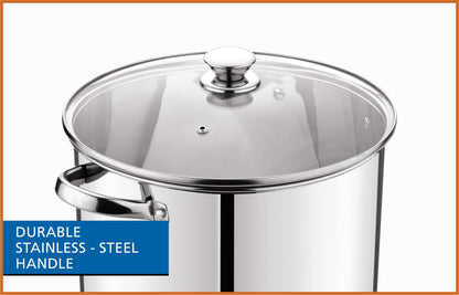 Stainless Steel 20-Quart Stock Pot with Glass Lid