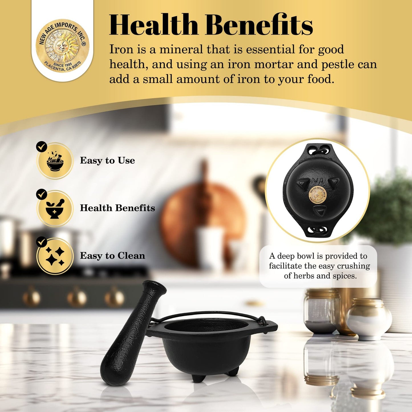 Cast Iron Cauldron Mortar and Pestle Set (Mp3-Cauldron Mortar & Pestle