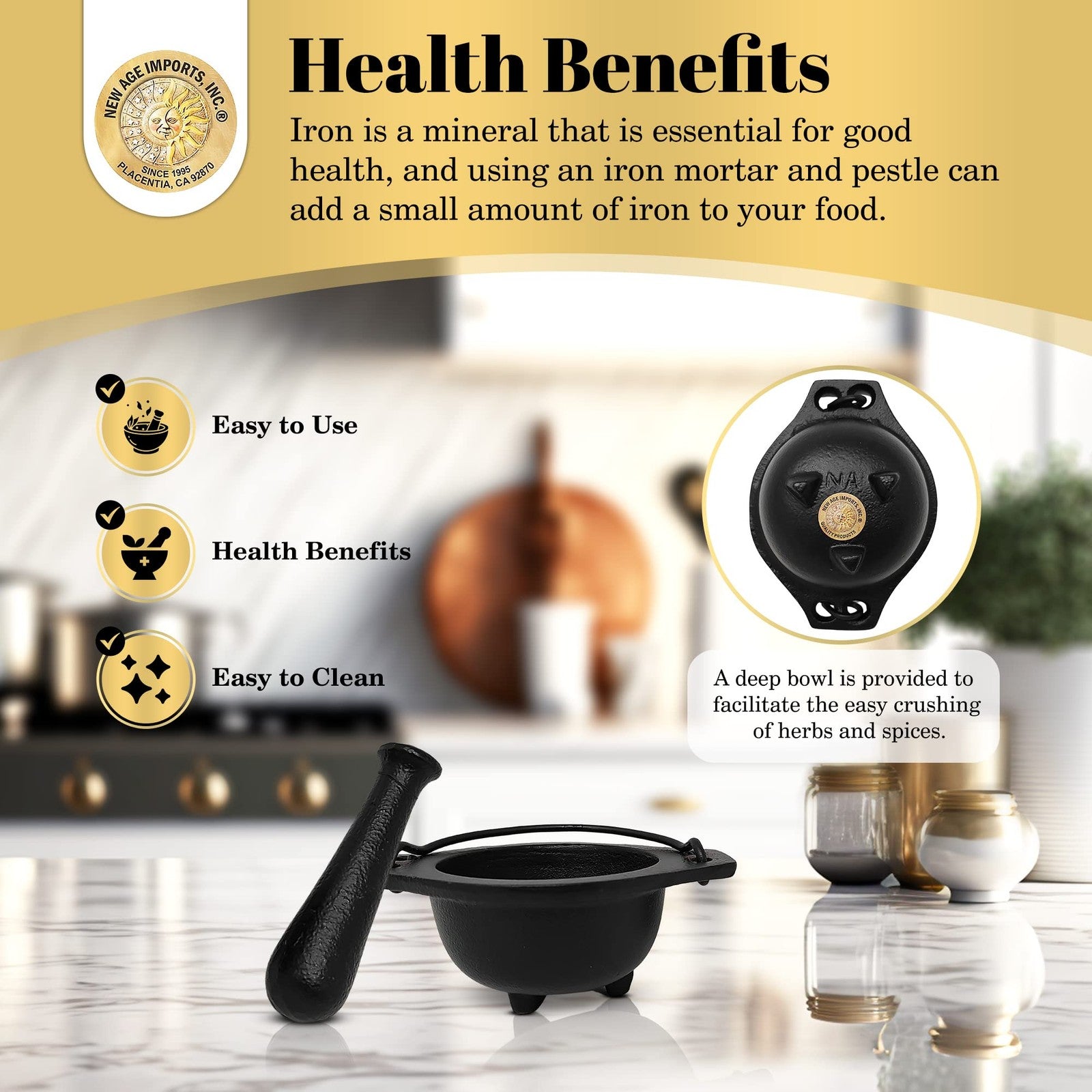 Cast Iron Cauldron Mortar and Pestle Set (Mp3-Cauldron Mortar & Pestle