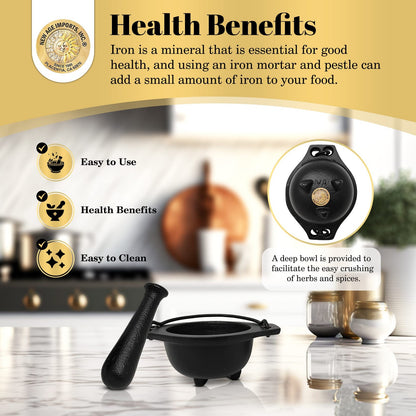 Cast Iron Cauldron Mortar and Pestle Set (Mp3-Cauldron Mortar & Pestle