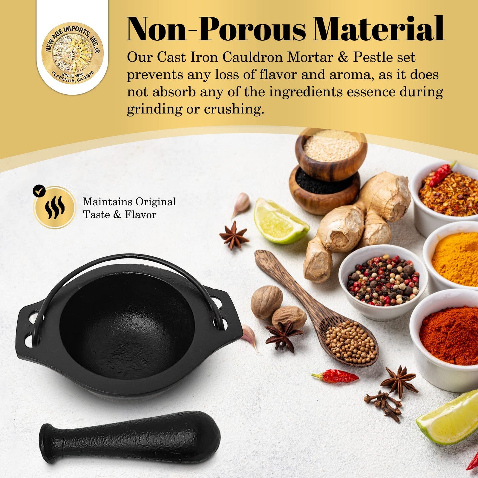 Cast Iron Cauldron Mortar and Pestle Set (Mp3-Cauldron Mortar & Pestle
