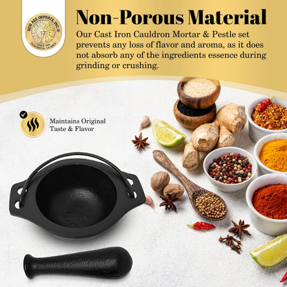 Cast Iron Cauldron Mortar and Pestle Set (Mp3-Cauldron Mortar & Pestle
