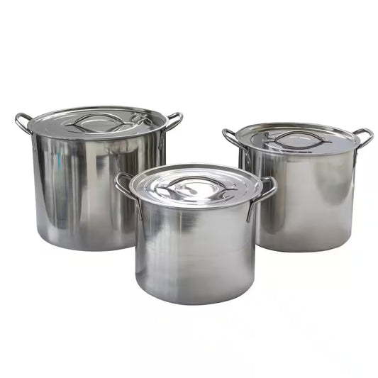 3-Piece Stainless Steel Stock Pot Set