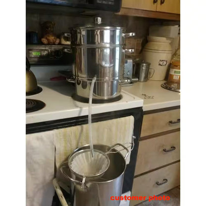 11 Qt. Stainless Steel Multi-Lever Fruit Juicer Steamer Stock Pot, Safe Loop Handles