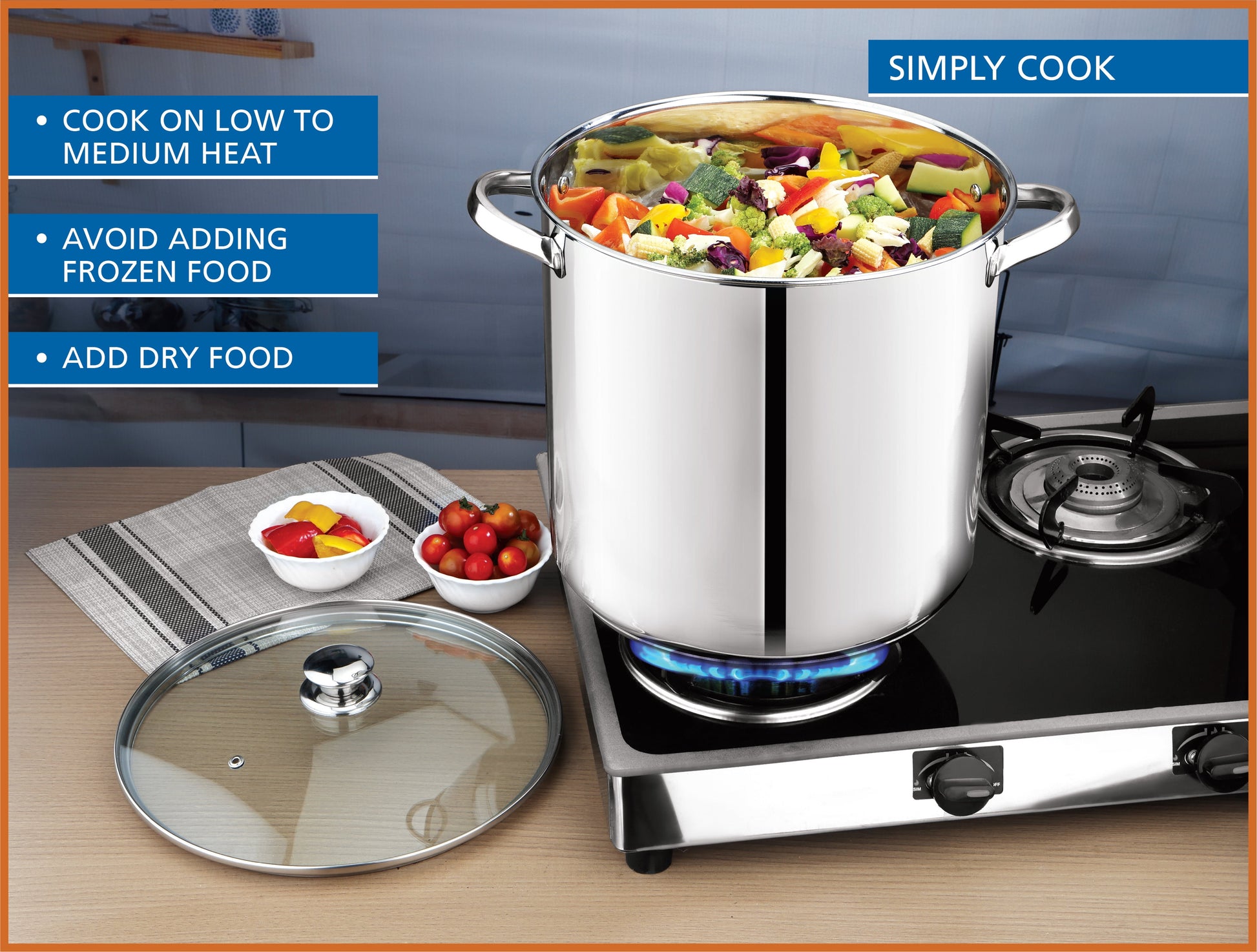 Stainless Steel 20-Quart Stock Pot with Glass Lid