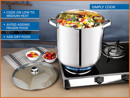 Stainless Steel 20-Quart Stock Pot with Glass Lid
