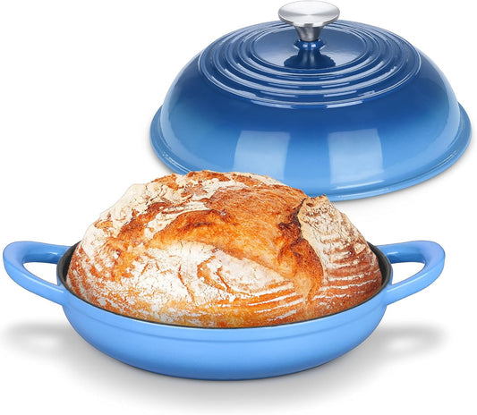 Bread Dutch Oven for Sourdough Baking (5.5 QT),  Enameled Cast Iron Dutch Oven Pot with Lid, Sourdough Bread Pan with Heavy Duty Dual Handles, Non-Stick & Even Heat, Oven-Safe up to 500°F, Blue