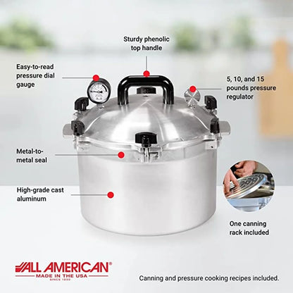 All 1930 Pressure Cooker/Canner 15.5 Quart - Silver 915 - Metal-To-Metal Sealing System Suitable for Gas or Electric Stoves