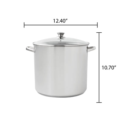 Stainless Steel 20-Quart Stock Pot with Glass Lid