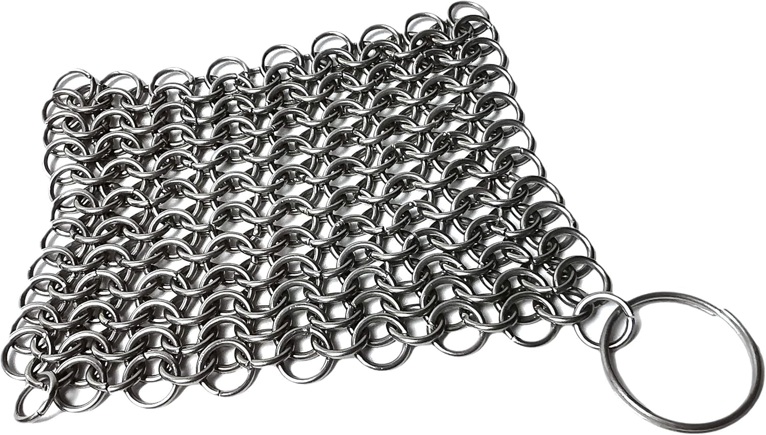 Stainless Steel Cast Iron Cleaner, Chainmail Cast Iron Scrubber Skillet for Wok, Cooking Pot, Griddle, Cauldron Maintenance, Pre Seasoned Pans, Dutch Ovens - 7.9" X 7.9"