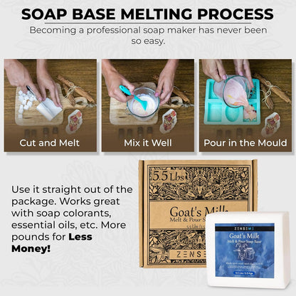 5.5 LBS Goats Milk Soap Base | Melt and Pour Supplies Kit for Soap Making - SLS/SLES & PEG Free | Gentle & Natural Organic Vegetable Ingredients | Make Your Own Bulk for Adult Soapmaker - Easy to Cut